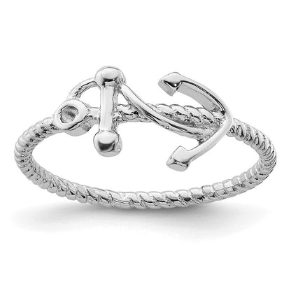 Sterlingsilber Rhodiniert Poliert Anker Ring