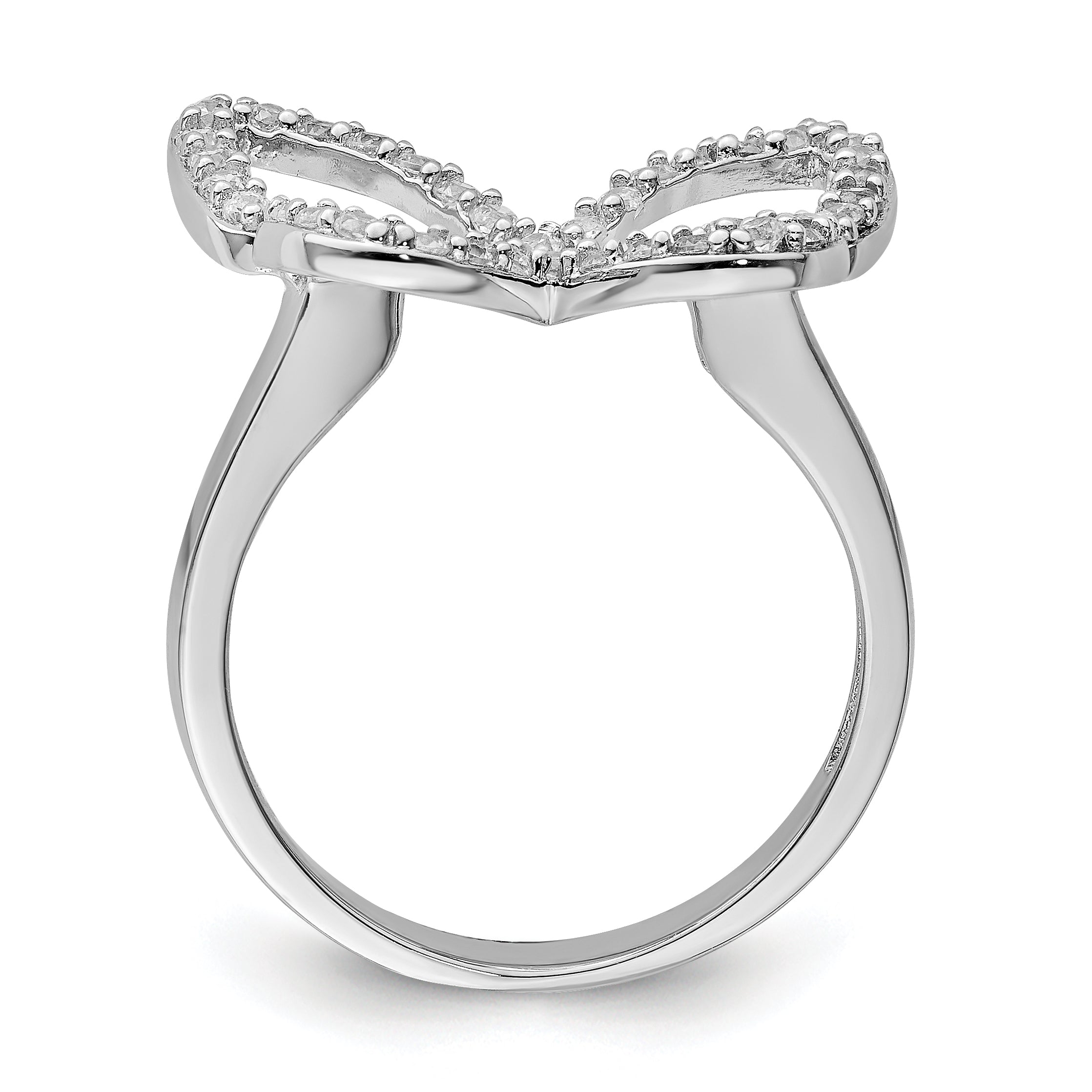Sterlingsilber Rhodiniert Zirkonia Schmetterling Ring