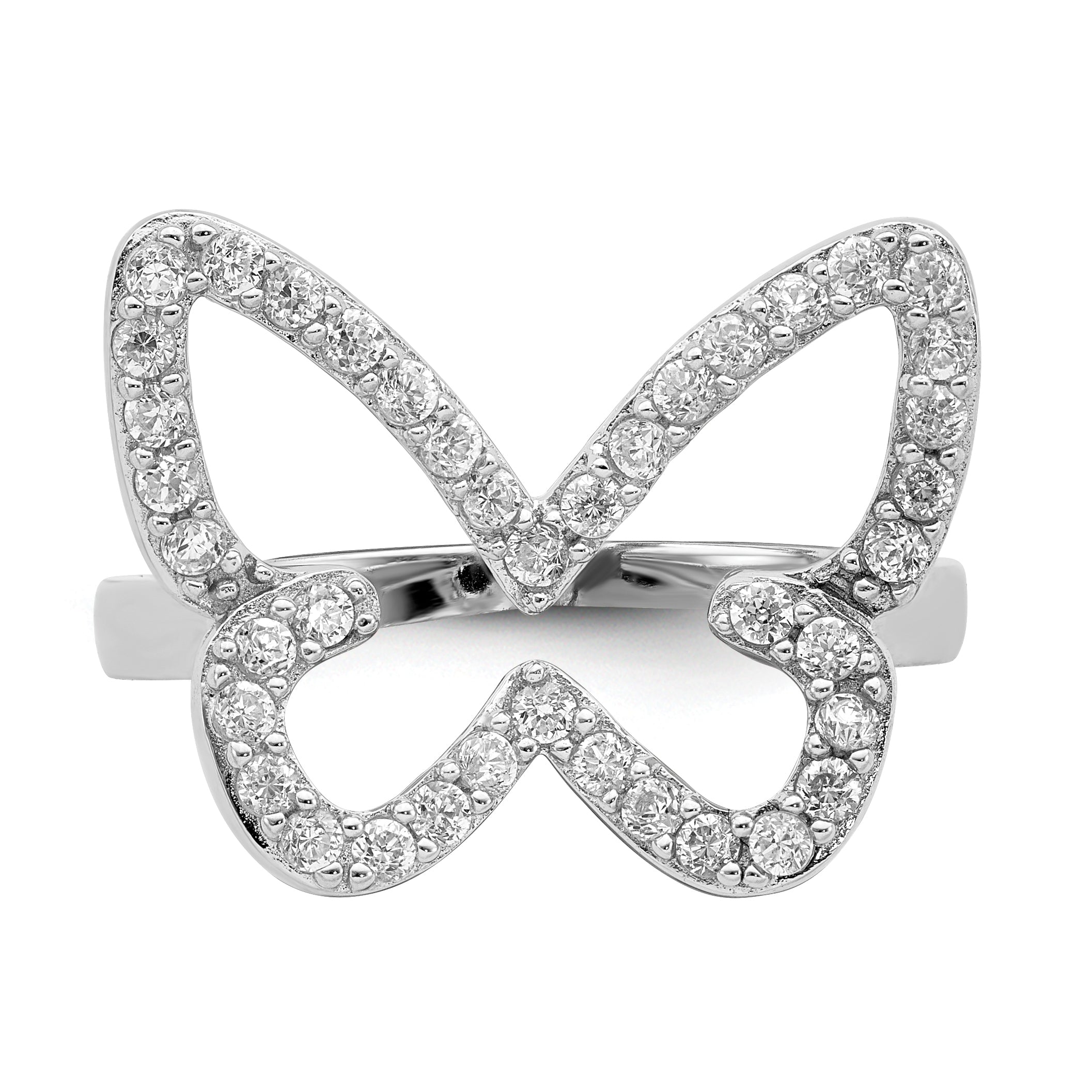 Sterlingsilber Rhodiniert Zirkonia Schmetterling Ring