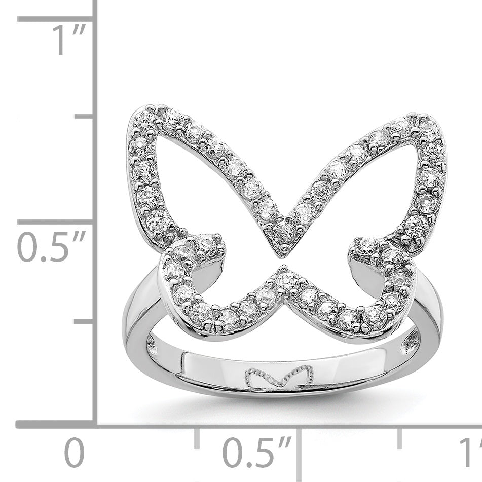 Sterlingsilber Rhodiniert Zirkonia Schmetterling Ring