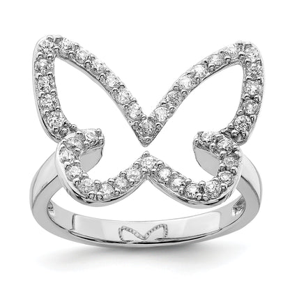 Sterlingsilber Rhodiniert Zirkonia Schmetterling Ring