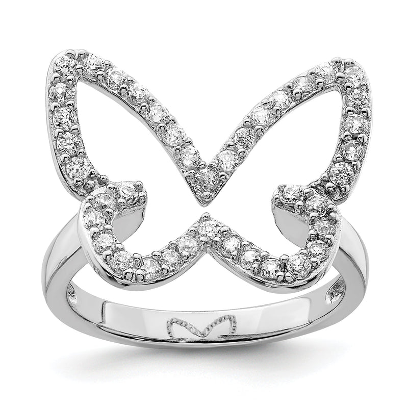 Sterlingsilber Rhodiniert Zirkonia Schmetterling Ring