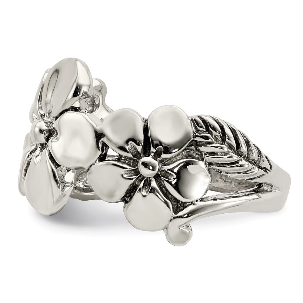Sterlingsilber Poliert/antiqued Blume Ring