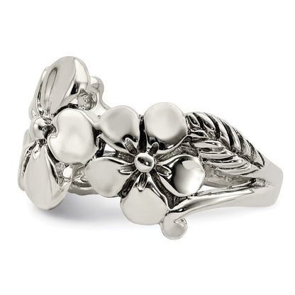 Sterlingsilber Poliert/antiqued Blume Ring