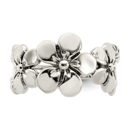 Sterlingsilber Poliert/antiqued Blume Ring