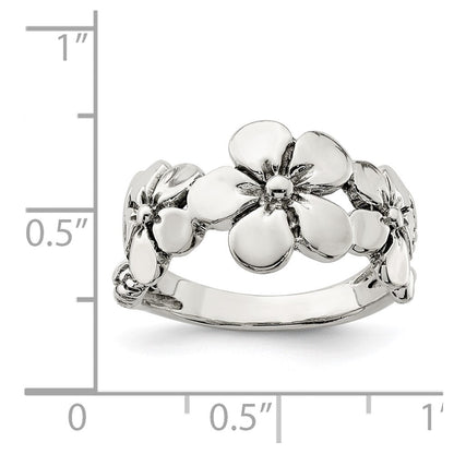 Sterlingsilber Poliert/antiqued Blume Ring