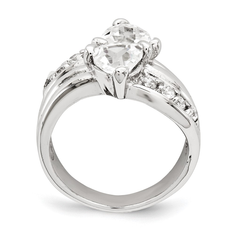 Sterlingsilber Poliert Rhodium Beschichtung Zirkonia Ring