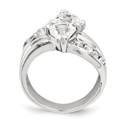 Sterlingsilber Poliert Rhodium Beschichtung Zirkonia Ring