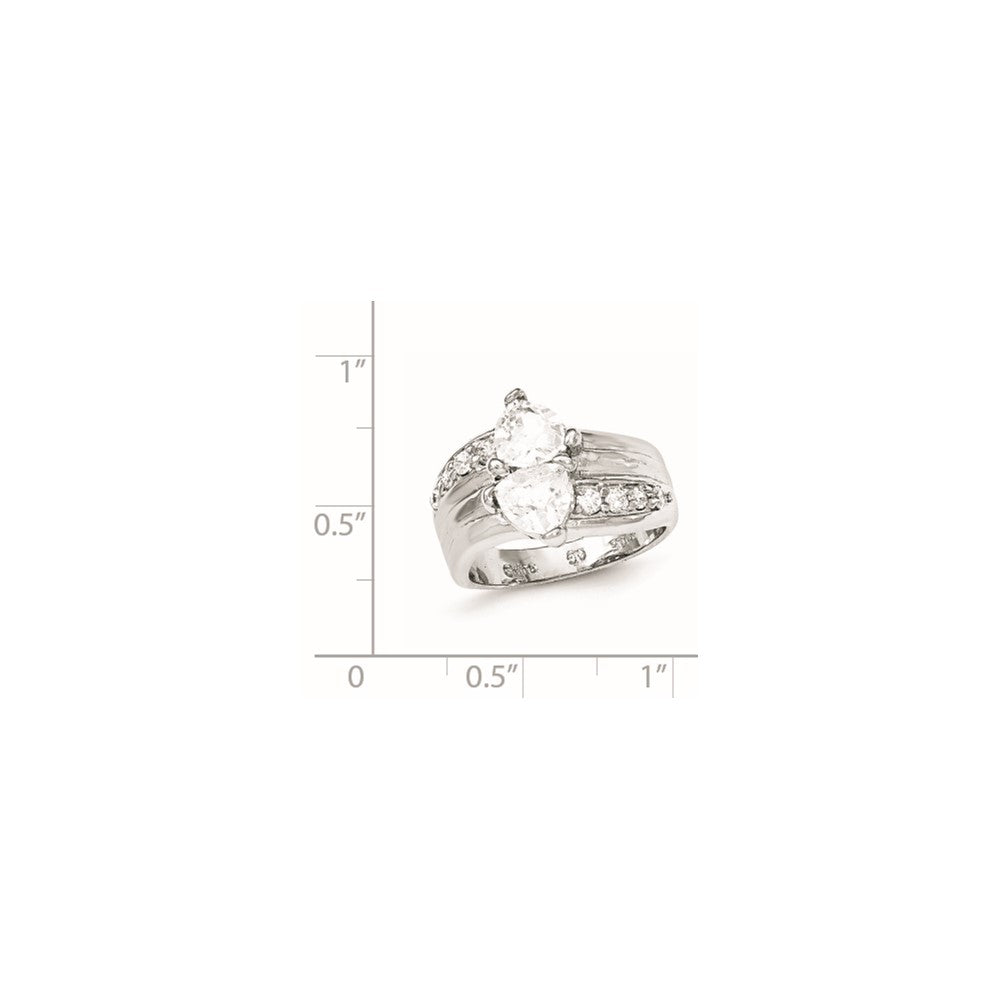 Sterlingsilber Poliert Rhodium Beschichtung Zirkonia Ring