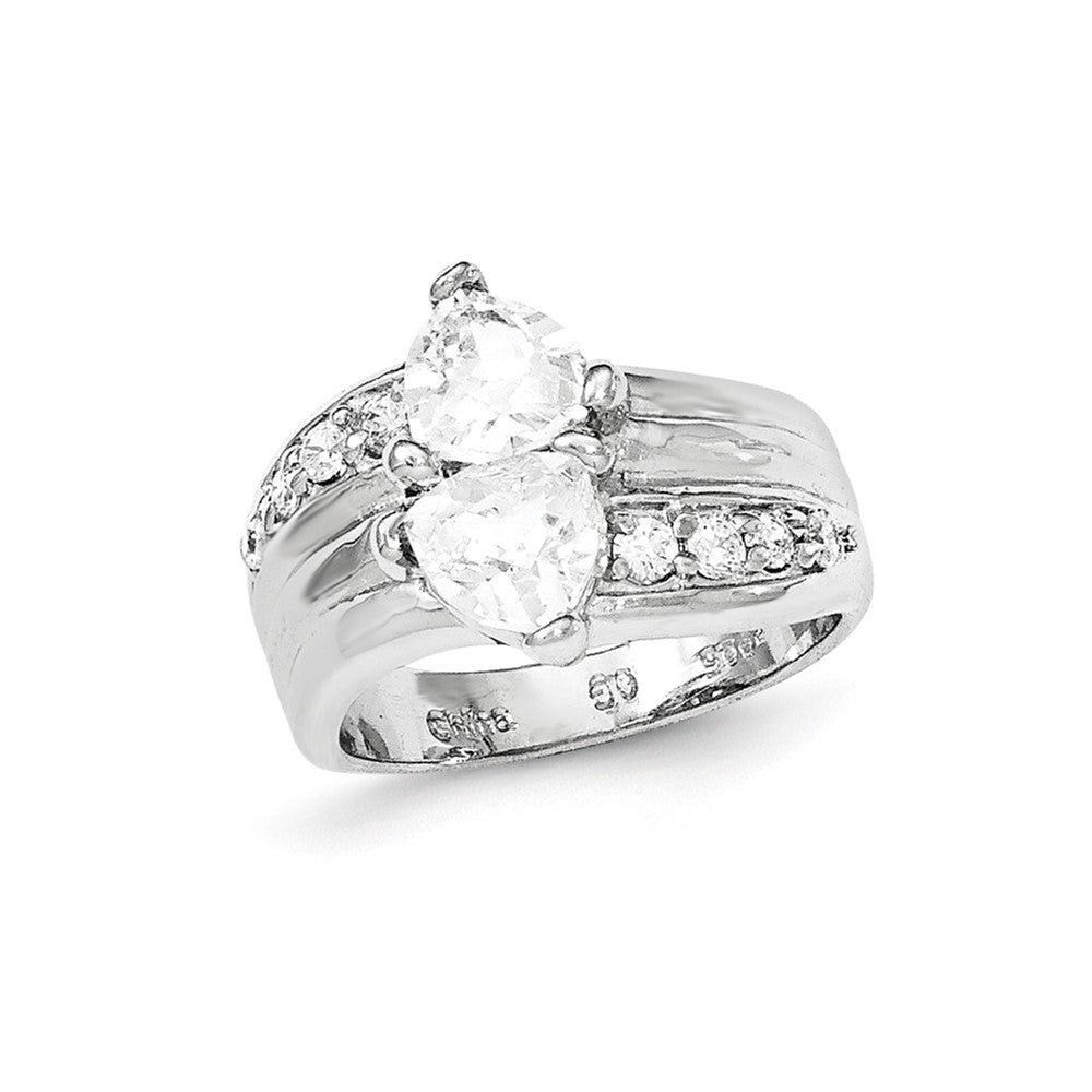 Sterlingsilber Poliert Rhodium Beschichtung Zirkonia Ring
