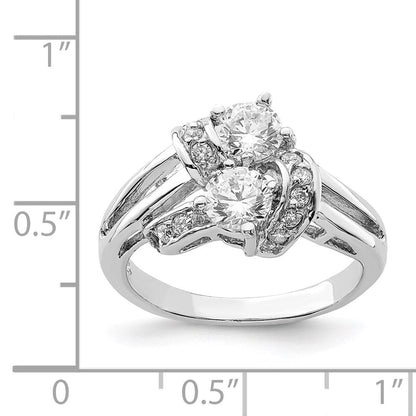 Sterlingsilber Poliert Rhodium Beschichtung Zirkonia Ring (size 7 Nur)