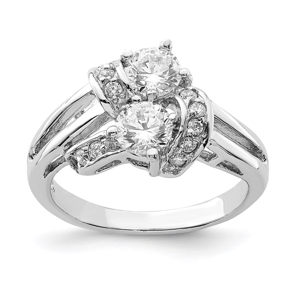Sterlingsilber Poliert Rhodium Beschichtung Zirkonia Ring (size 7 Nur)