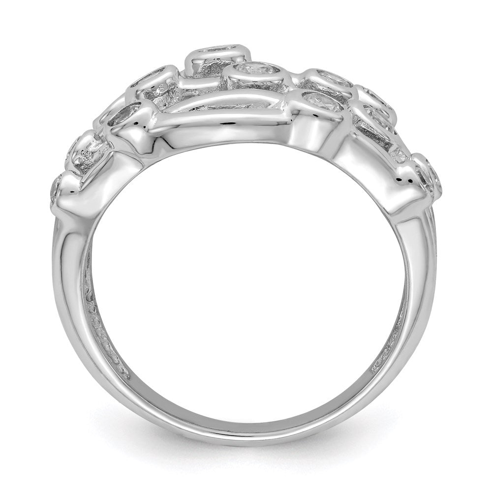 Sterlingsilber Rhodiniert Poliert Zirkonia Kreuz Ring (size 6 Nur)