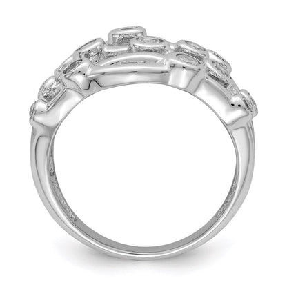 Sterlingsilber Rhodiniert Poliert Zirkonia Kreuz Ring (size 6 Nur)