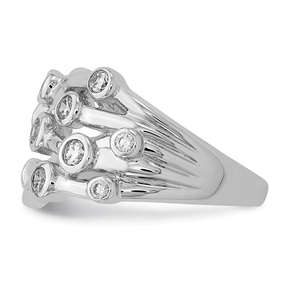 Sterlingsilber Rhodiniert Poliert Zirkonia Kreuz Ring (size 6 Nur)