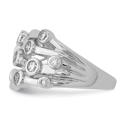 Sterlingsilber Rhodiniert Poliert Zirkonia Kreuz Ring (size 6 Nur)