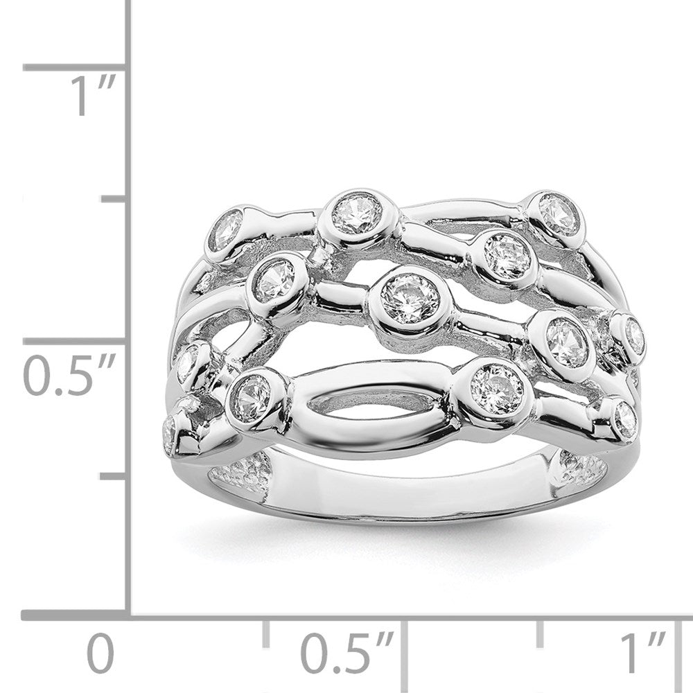 Sterlingsilber Rhodiniert Poliert Zirkonia Kreuz Ring (size 6 Nur)