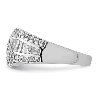 Sterlingsilber Rhodiniert Zirkonia Ring (size 6 Nur)
