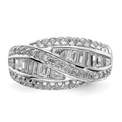 Sterlingsilber Rhodiniert Zirkonia Ring (size 6 Nur)