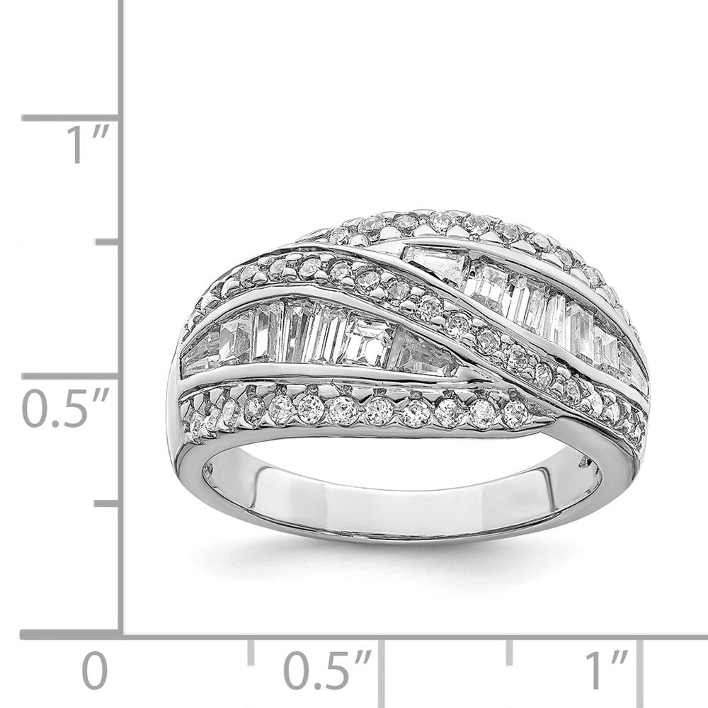 Sterlingsilber Rhodiniert Zirkonia Ring (size 6 Nur)