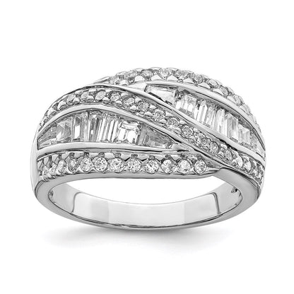 Sterlingsilber Rhodiniert Zirkonia Ring (size 6 Nur)