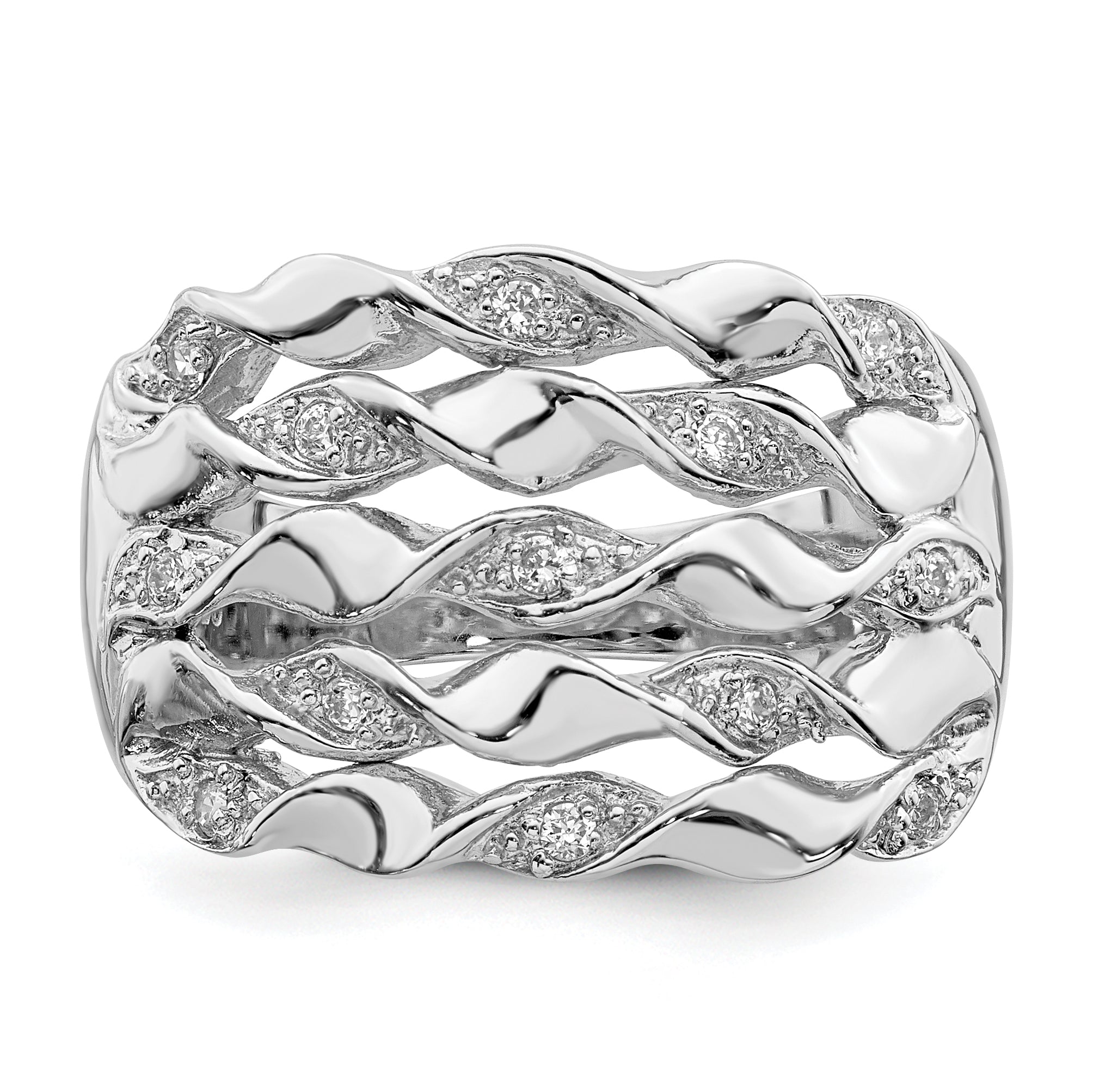 Sterlingsilber Rhodiniert Zirkonia Ring
