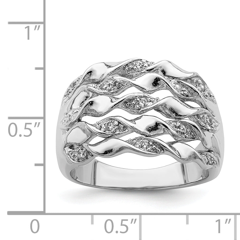Sterlingsilber Rhodiniert Zirkonia Ring