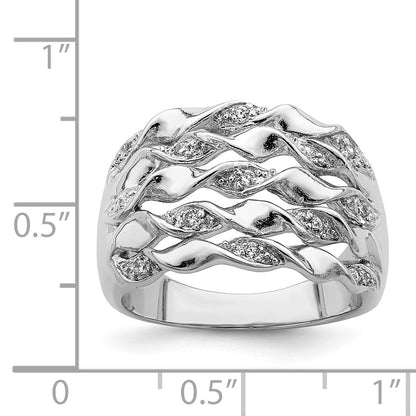 Sterlingsilber Rhodiniert Zirkonia Ring