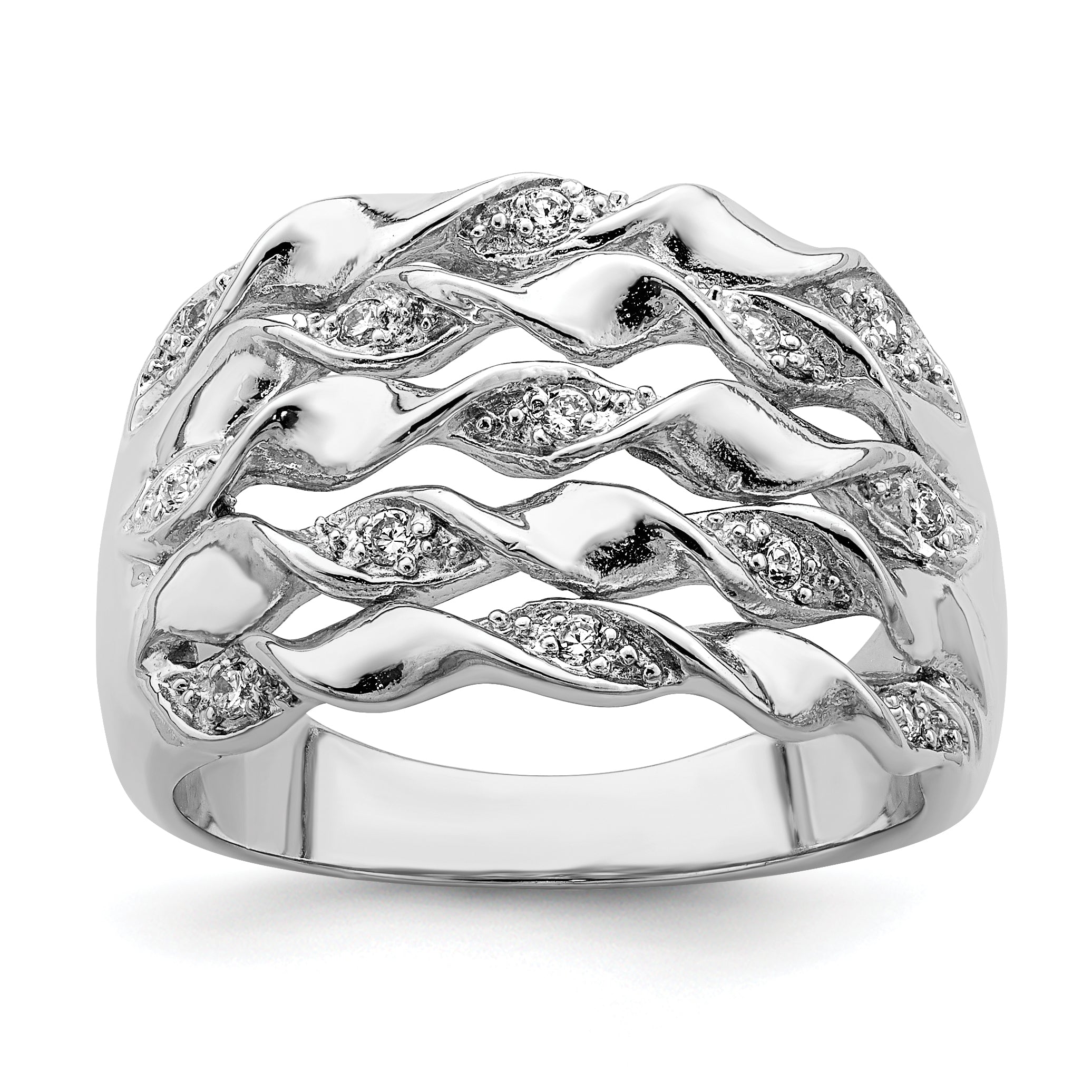 Sterlingsilber Rhodiniert Zirkonia Ring