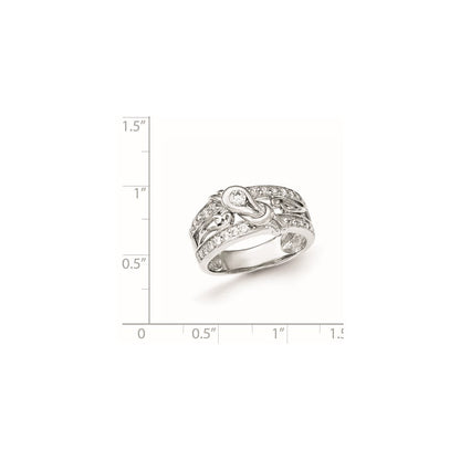 Sterlingsilber Rhodiniert Zirkonia Ring (size 7 Nur)