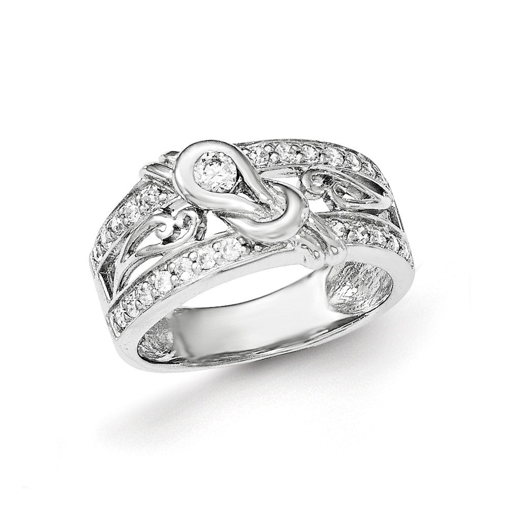 Sterlingsilber Rhodiniert Zirkonia Ring (size 7 Nur)