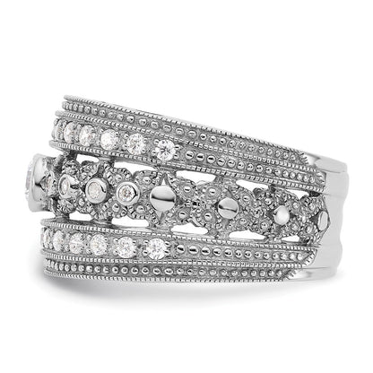 Sterlingsilber Rhodiniert Zirkonia Ring
