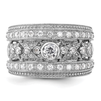 Sterlingsilber Rhodiniert Zirkonia Ring