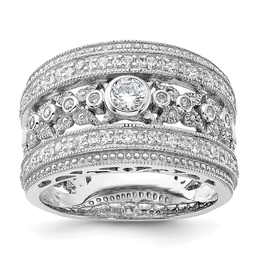 Sterlingsilber Rhodiniert Zirkonia Ring