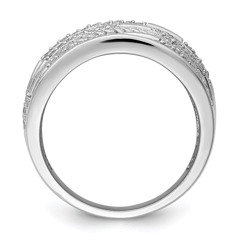 Sterlingsilber Rhodiniert Zirkonia Kordel Multi Reihe Ring (size 8 Nur)
