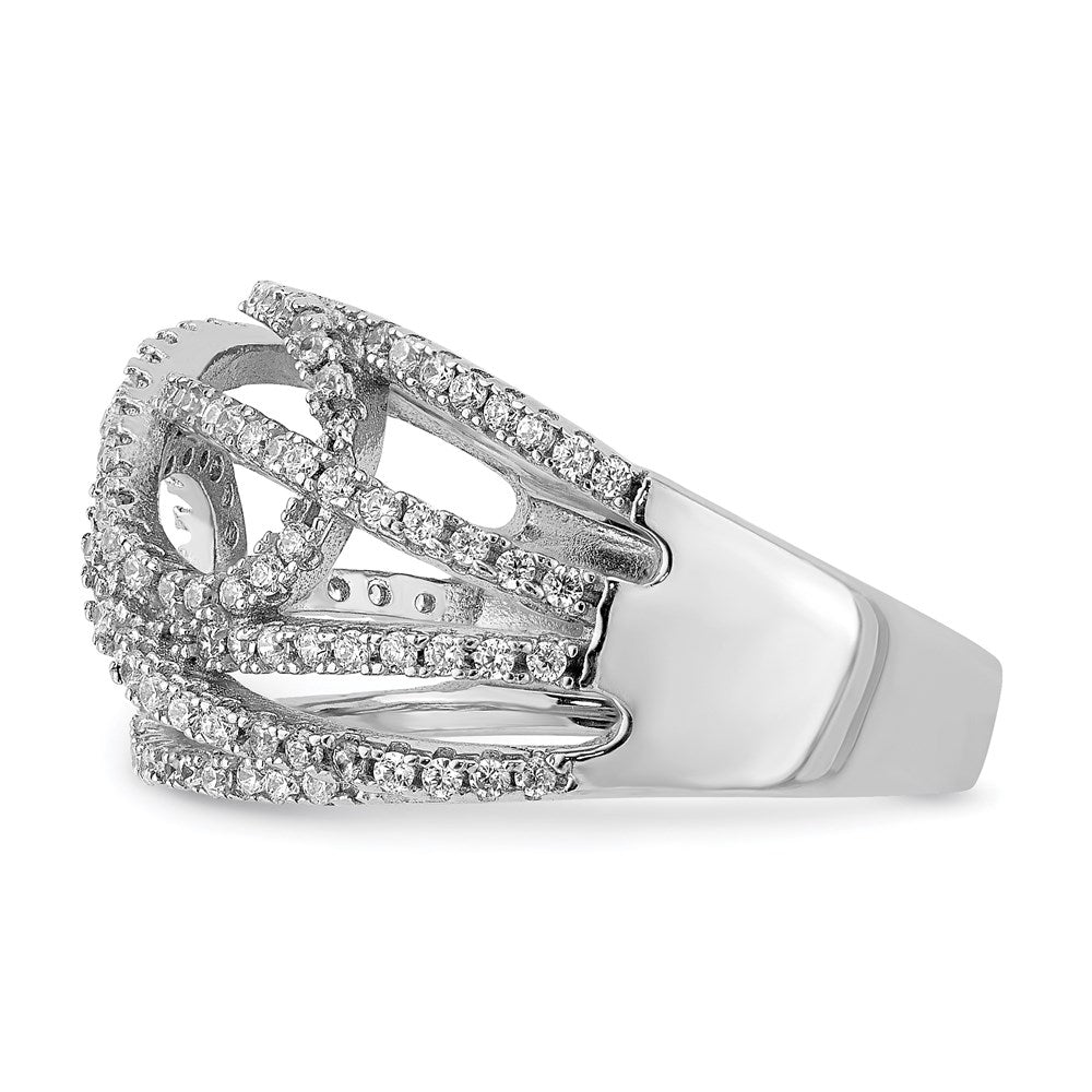 Sterlingsilber Rhodiniert Zirkonia Mikro Pavé‚äö Ring (size 6 Nur)