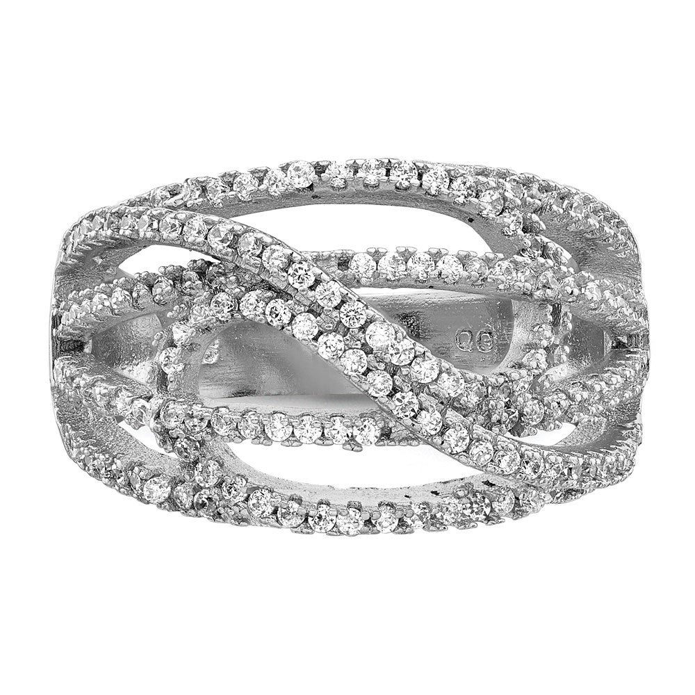 Sterlingsilber Rhodiniert Zirkonia Mikro Pavé‚äö Ring (size 6 Nur)