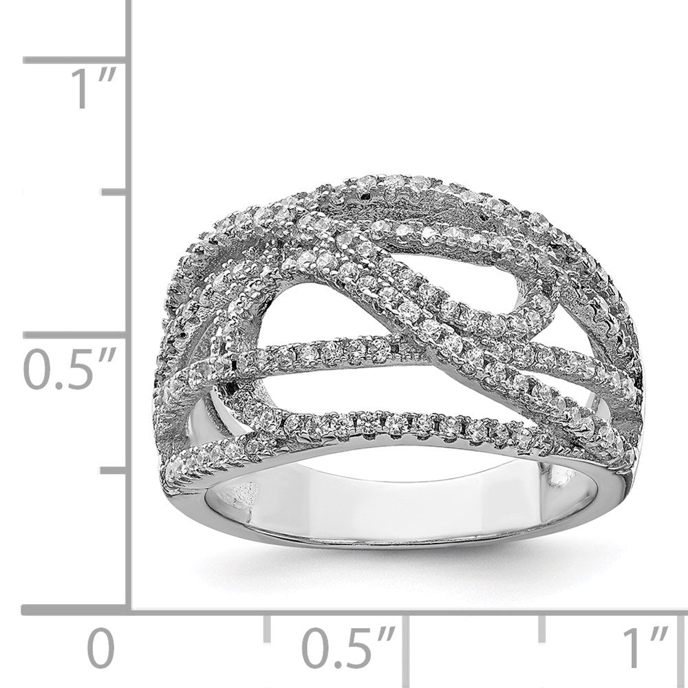 Sterlingsilber Rhodiniert Zirkonia Mikro Pavé‚äö Ring (size 6 Nur)