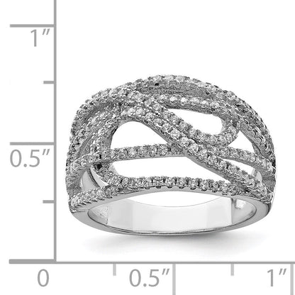 Sterlingsilber Rhodiniert Zirkonia Mikro Pavé‚äö Ring (size 6 Nur)
