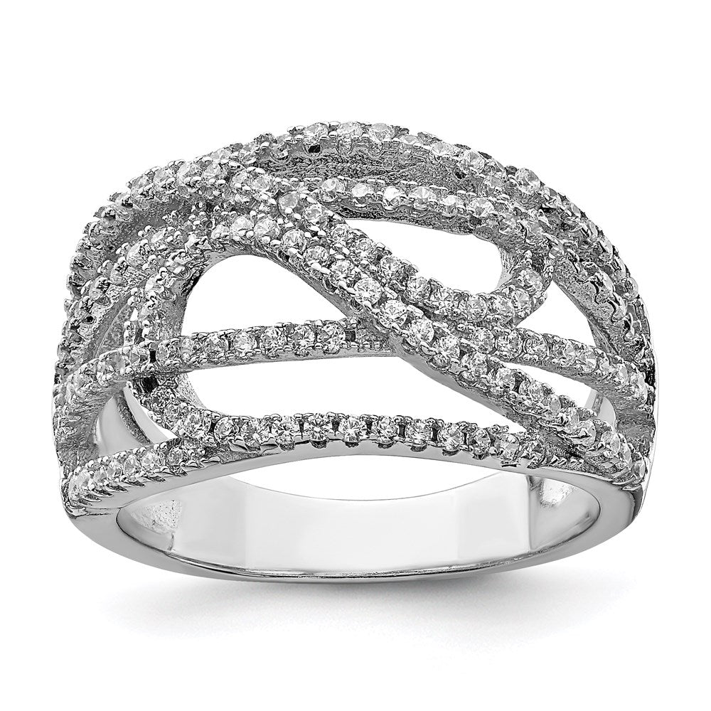 Sterlingsilber Rhodiniert Zirkonia Mikro Pavé‚äö Ring (size 6 Nur)