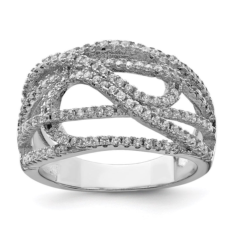 Sterlingsilber Rhodiniert Zirkonia Mikro Pavé‚äö Ring (size 6 Nur)