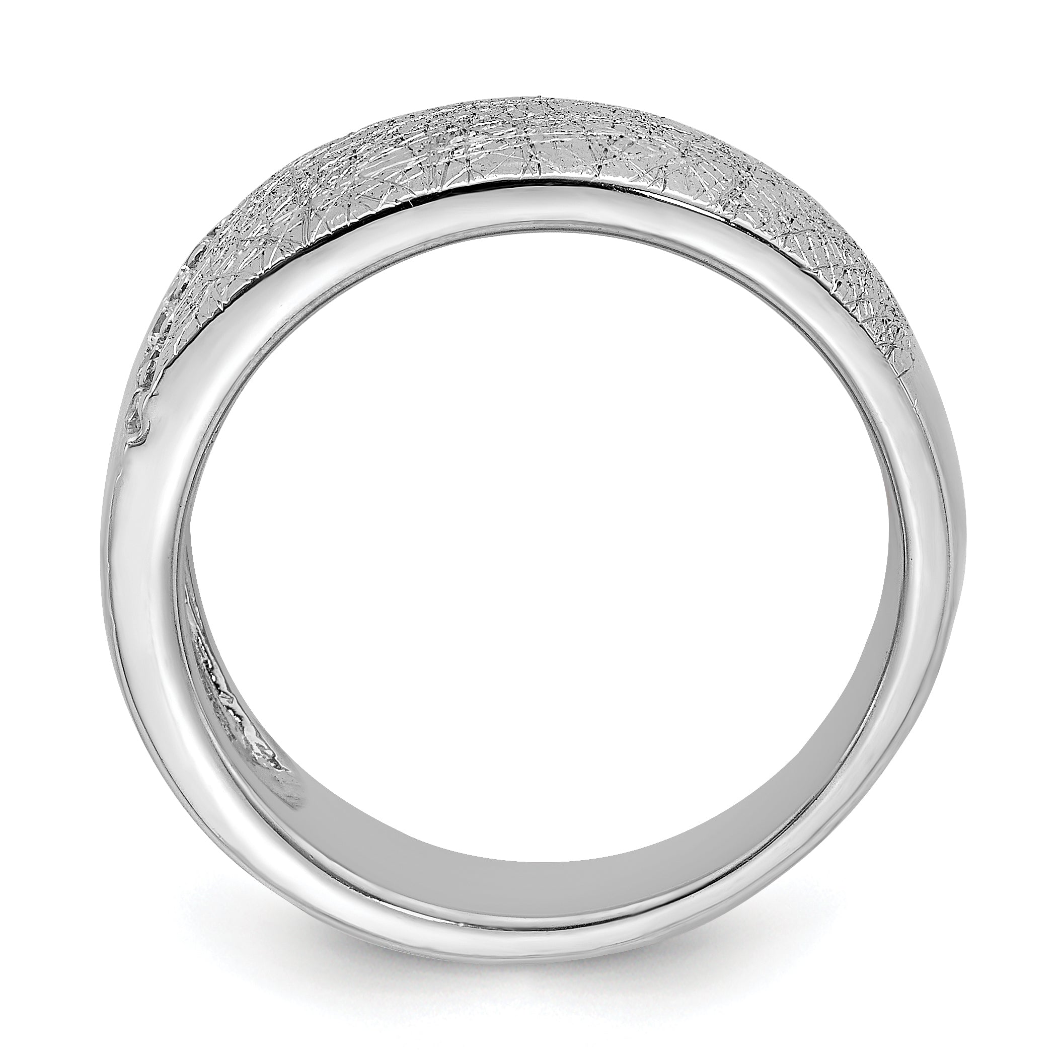 Sterlingsilber Poliert & Strukturiert Zirkonia Ring