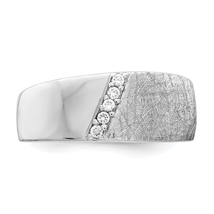 Sterlingsilber Poliert & Strukturiert Zirkonia Ring