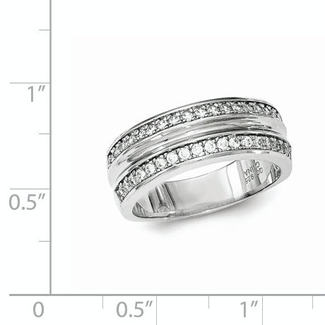 Sterlingsilber Poliert & Strukturiert Zirkonia Ring