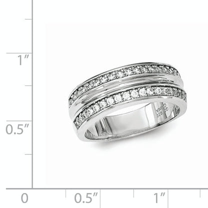 Sterlingsilber Poliert & Strukturiert Zirkonia Ring