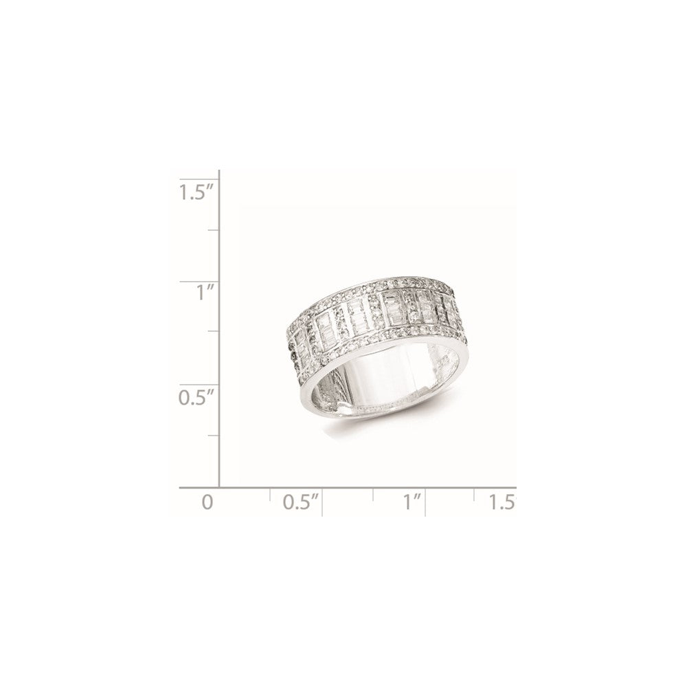 Sterlingsilber Zirkonia Baguettes/rounds Ring