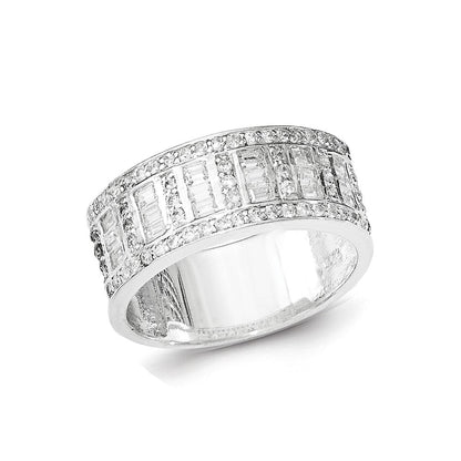 Sterlingsilber Zirkonia Baguettes/rounds Ring
