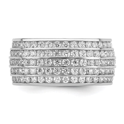 Sterlingsilber Rhodiniert 5 Reihe Memoire Ring