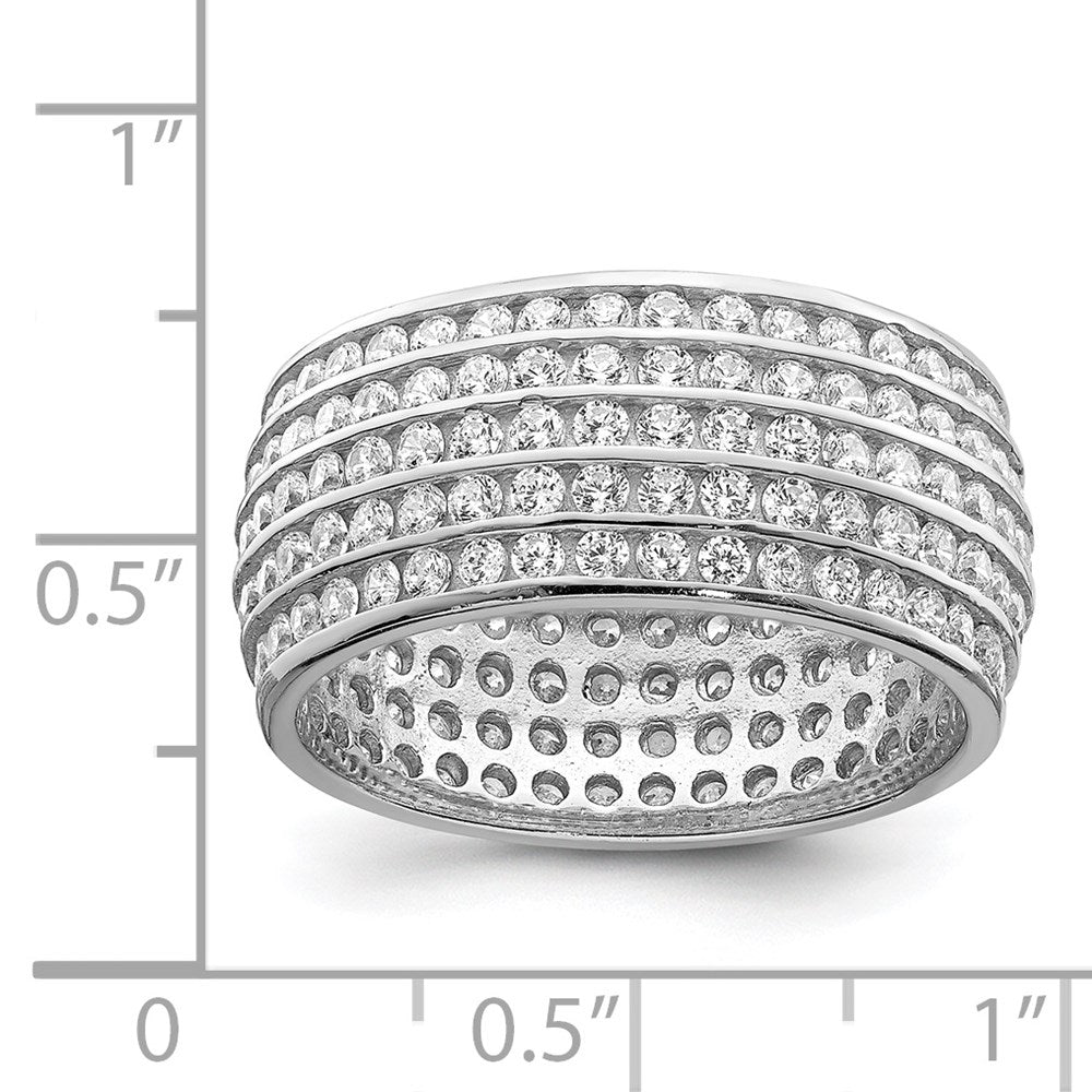 Sterlingsilber Rhodiniert 5 Reihe Memoire Ring