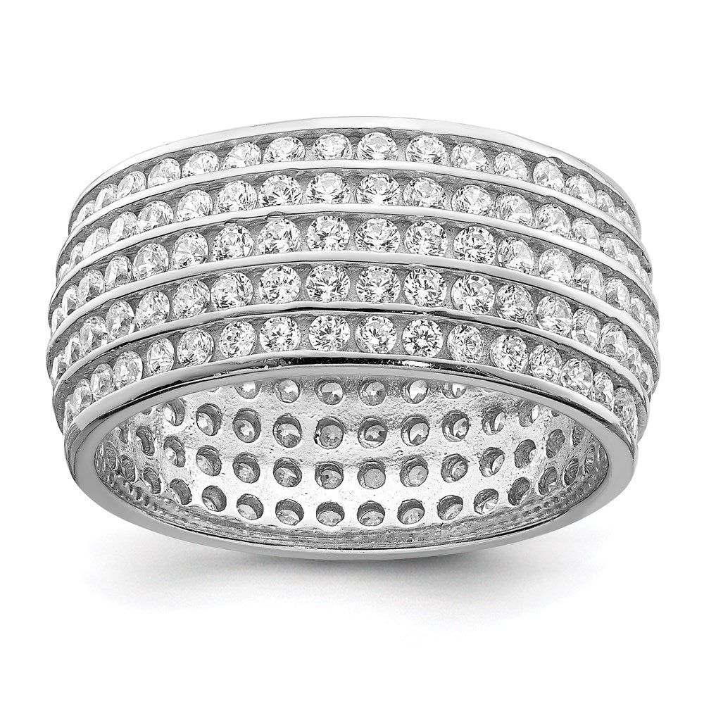Sterlingsilber Rhodiniert 5 Reihe Memoire Ring